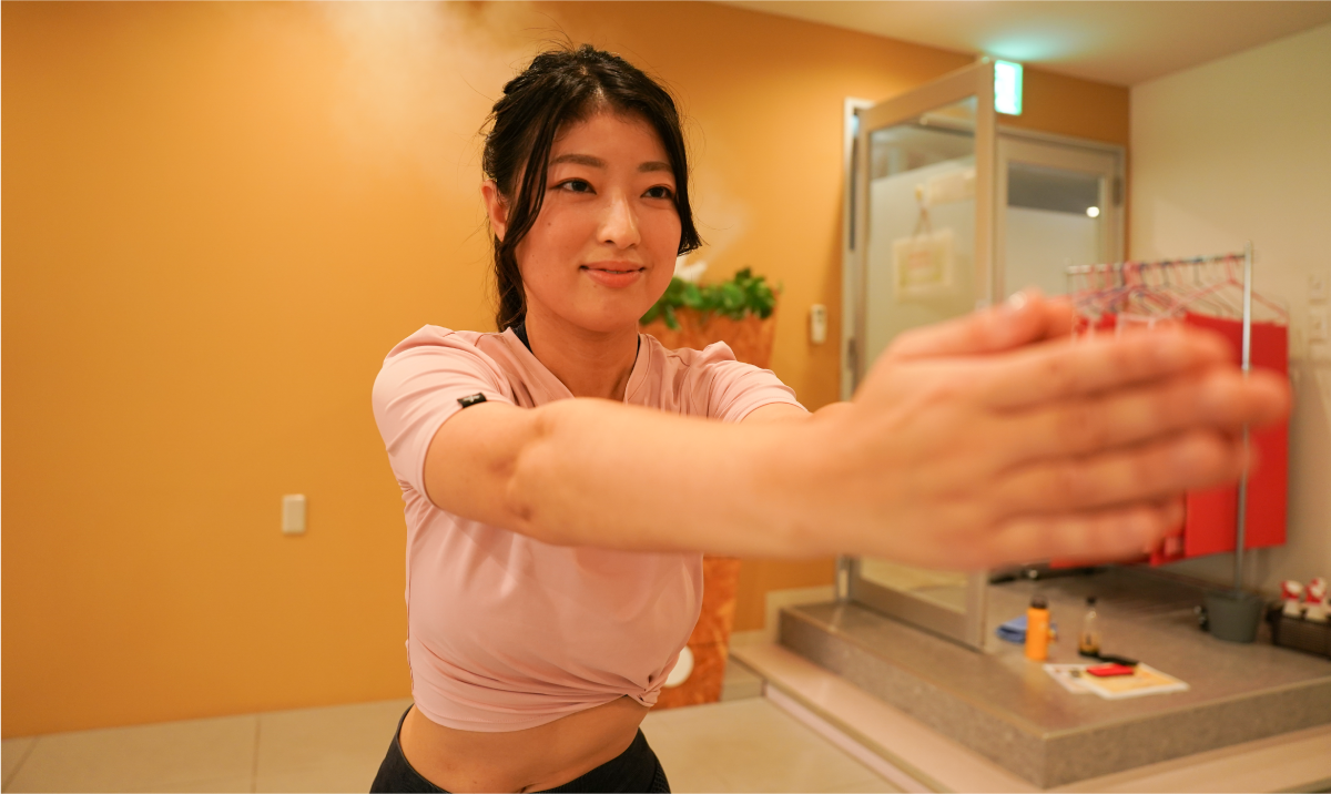 前向きなポーズ