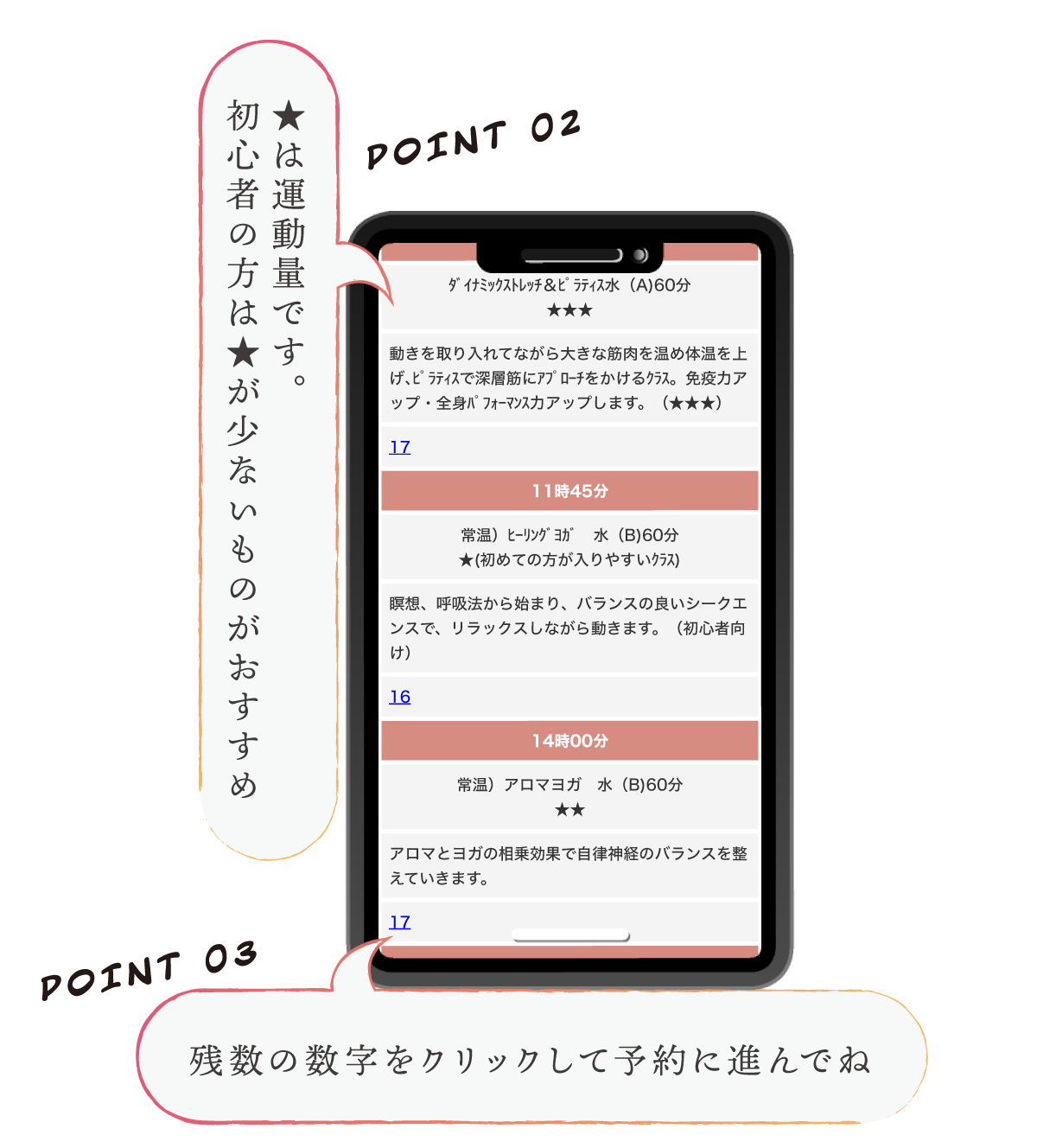 気になるレッスンを選択